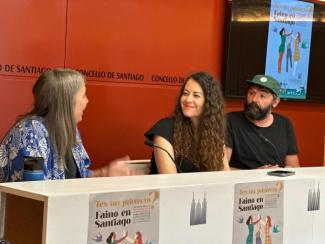 A concelleira de Dereitos e Servizos Sociais, Promoción Económica e Xuventude, María Rozas, presentou o programa Feito en Santiago acompañada por Borja Iglesias e Teresa Gutiérrez, fundadores da cooperativa Falar a Mare