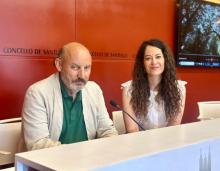 O presidente da Asociación Área Empresarial do Tambre e a Concelleira de Promoción Económica nun momento da rolda de prensa